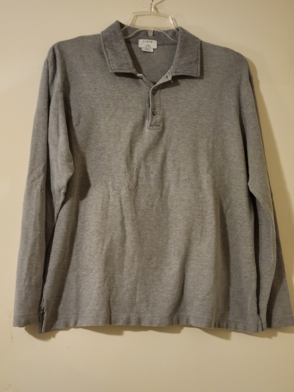 J. Crew Men's Classic Long-Sleeve Preppy Polo in Heather Gray L